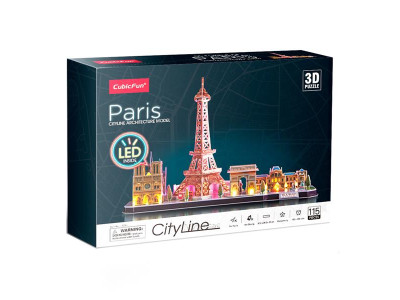 3D пазл CubicFun City Line з LED-підсвіткою Париж (L525h)
