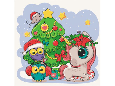 Картина за номерами ArtCraft Єдиноріжка з друзями 30х30 см (15553-AC)