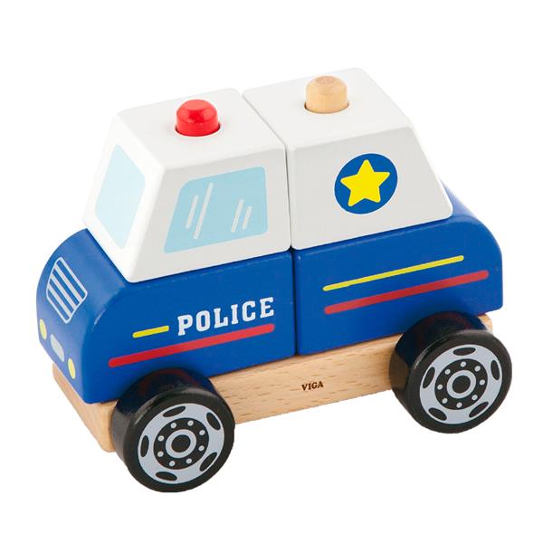 Дерев'яна пірамідка Viga Toys Поліцейська машинка (50201) Дерев'яна пірамідка Viga Toys Поліцейська машинка (50201)