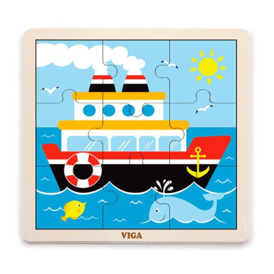 Деревяний пазл Viga Toys Кораблик 9 ел. (51445)
