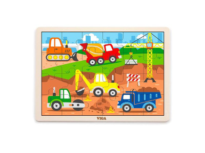 Деревяний пазл Viga Toys Будівельна техніка 24 ел. (51463)