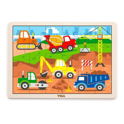 Деревяний пазл Viga Toys Будівельна техніка 24 ел. (51463)