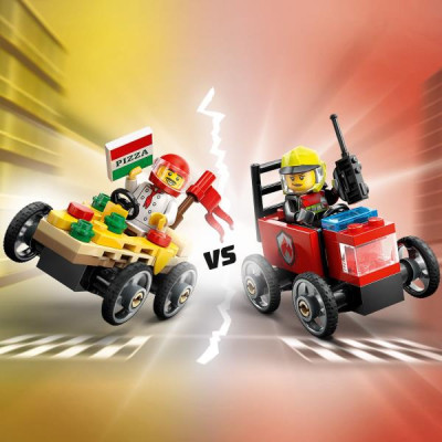 Конструктор LEGO City Піца-авто проти пожежної машини набір для перегонів 70 деталей (60458)