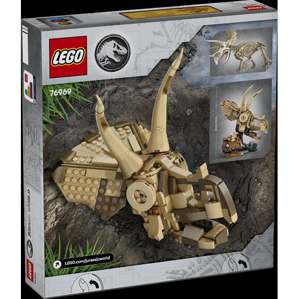 Конструктор LEGO® Jurassic World Скам'янілості динозаврів: череп трицератопса, 468 деталей (76969)