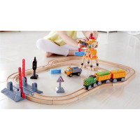 Іграшкова залізниця Hape дерев'яна з краном 34 ел. (E3732) Іграшкова залізниця Hape дерев'яна з краном 34 ел. (E3732)