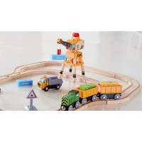 Іграшкова залізниця Hape дерев'яна з краном 34 ел. (E3732) Іграшкова залізниця Hape дерев'яна з краном 34 ел. (E3732)