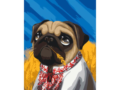 Картина за номерами ArtCraft Мопс у вишиванці 40х50 см (11511-AC)