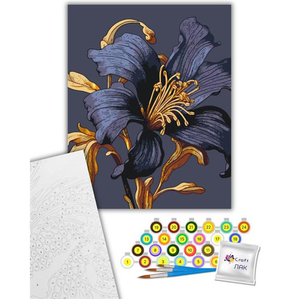 Картина за номерами ArtCraft Таємнича лілія з металізованими фарбами 40х50 см (13151-AC)