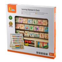 Дерев'яна гра Viga Toys Англійський алфавіт із годинником і рахівницею (50033)