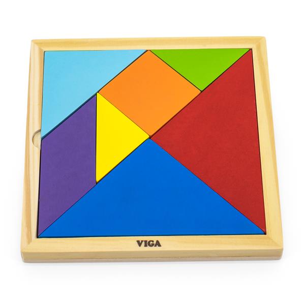 Гра-головоломка Viga Toys Кольоровий дерев'яний танграм, 7 ел. (55557) Гра-головоломка Viga Toys Кольоровий дерев'яний танграм, 7 ел. (55557)