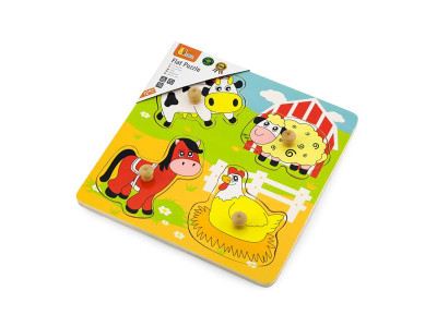 Дерев'яна рамка-вкладиш Viga Toys Мешканці ферми (59562)