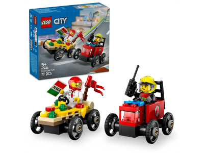Конструктор LEGO City Піца-авто проти пожежної машини набір для перегонів 70 деталей (60458)
