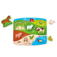 Дерев'яна рамка-вкладиш Hape Звірята на фермі з фігурками (E1454) Дерев'яна рамка-вкладиш Hape Звірята на фермі з фігурками (E1454)