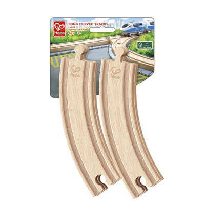 Набір для залізниці Hape довгі вигнуті рейки 4 шт. (E3777) Набір для залізниці Hape довгі вигнуті рейки 4 шт. (E3777)