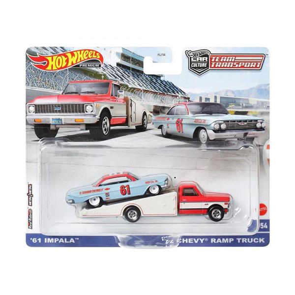 Ігровий набір Hot Wheels Car culture Team Transport автомодель 61 Impala та транспортер 72 Chevy Ramp Truck (FLF56/HKF40) Ігровий набір Hot Wheels Car culture Team Transport автомодель 61 Impala та транспортер 72 Chevy Ramp Truck (FLF56/HKF40)