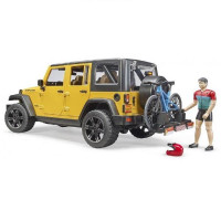 Автомодель Bruder Джип Jeep Rubicon із фігуркою велосипедиста на спортивному байку 1:16 (02543)