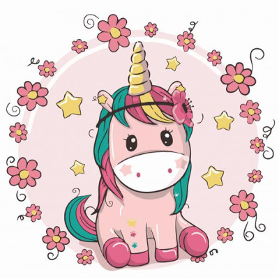 Картина за номерами ArtCraft Єдиноріжка в квітах 30х30 см (15504-AC)