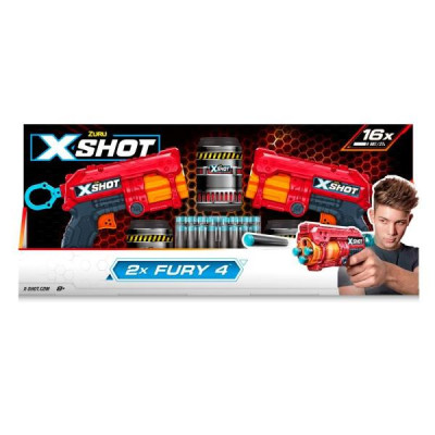 Набір швидкострільних бластерів X-Shot Red Excel Fury 4, 2 PK 2 бластера 3 банки 16 патронів (36329R) Набір швидкострільних бластерів X-Shot Red Excel Fury 4, 2 PK 2 бластера 3 банки 16 патронів (36329R)