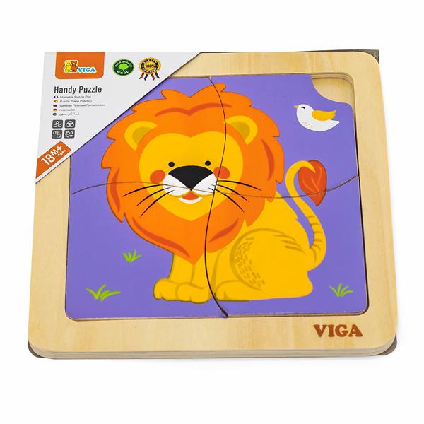 Дерев'яний мініпазл Viga Toys Лев, 4 ел. (51316) Дерев'яний мініпазл Viga Toys Лев, 4 ел. (51316)