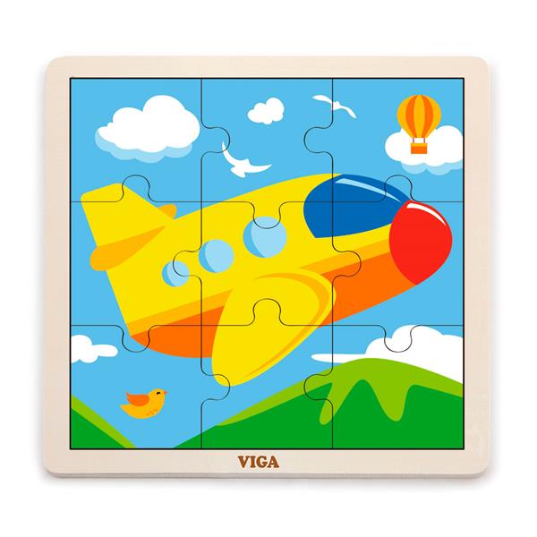 Деревяний пазл Viga Toys Літачок 9 ел. (51447)