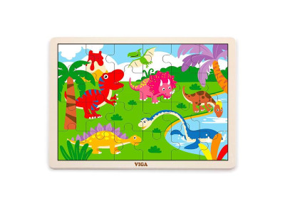 Дерев'яний пазл Viga Toys Динозаври, 24 ел. (51460)