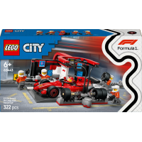 Конструктор LEGO City Піт-стоп і піт-екіпаж F1 з болідом Ferrari 322 деталі (60443)