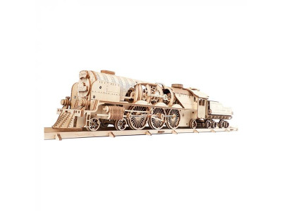 Дерев'яний механічний 3D конструктор Ugears Локомотив з тендером V-Експрес (70058)
