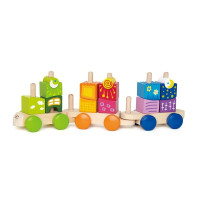 Дерев'яний поїзд Hape із кубиків (E0417)