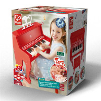 Дитяче піаніно Hape 25 клавіш зі стільцем і підсвіткою червоний (E0630)