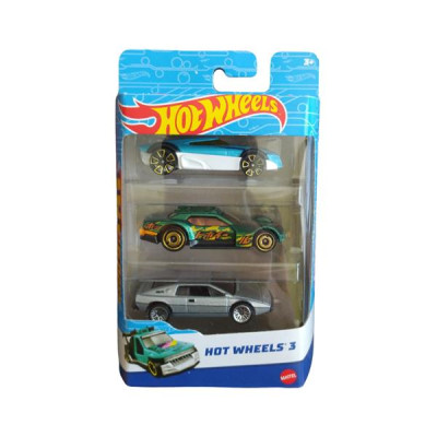Набір машинок Hot Wheels 3 шт. 1:64 біло-блакитний, зелено-чорний, сріблястий (K5904-15)
