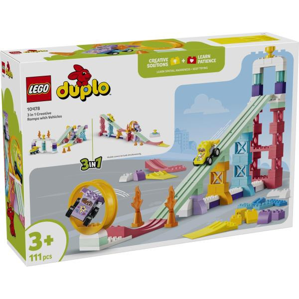 Конструктор LEGO® DUPLO® Місто 3 в 1 Цікаві гірки та трампліни з автомобілями, 111 деталей (10478) Конструктор LEGO® DUPLO® Місто 3 в 1 Цікаві гірки та трампліни з автомобілями, 111 деталей (10478)