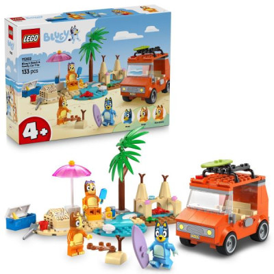 Конструктор LEGO Bluey Пляж і сімейна поїздка на автомобілі Блуї 133 деталі (11202)