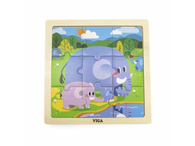 Дерев'яний пазл Viga Toys Слоники 9 ел. (44626) Дерев'яний пазл Viga Toys Слоники 9 ел. (44626)