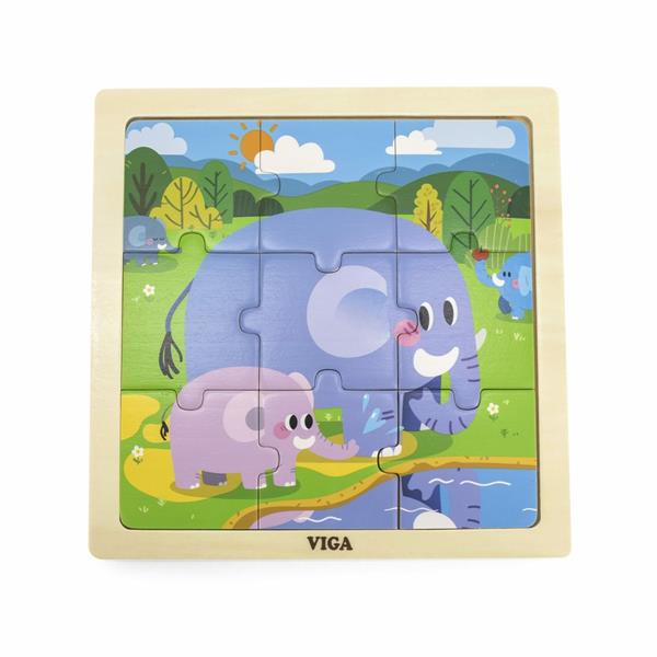 Дерев'яний пазл Viga Toys Слоники 9 ел. (44626) Дерев'яний пазл Viga Toys Слоники 9 ел. (44626)