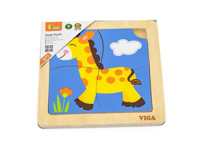 Деревяний мініпазл Viga Toys Жираф 4 ел. (51319)