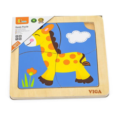 Деревяний мініпазл Viga Toys Жираф 4 ел. (51319)