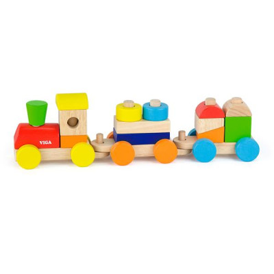 Дерев'яний поїзд Viga Toys Кольорові кубики (51610) Дерев'яний поїзд Viga Toys Кольорові кубики (51610)