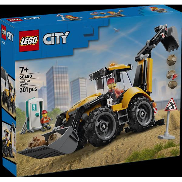 Конструктор LEGO® City Жовтий екскаватор-навантажувач - Будівельна іграшка, 301 деталей (60480)