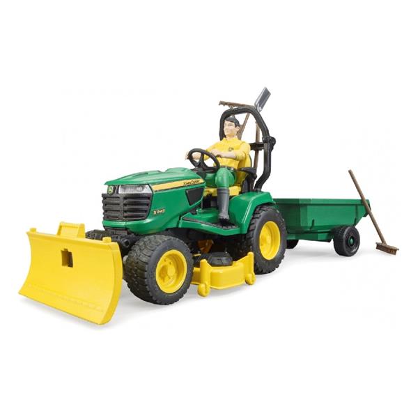 Модель Bruder Садовий трактор John Deere з причепом та фігуркою садівника 1:16 (62104) Модель Bruder Садовий трактор John Deere з причепом та фігуркою садівника 1:16 (62104)