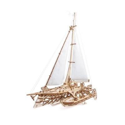 Дерев'яний механічний 3D конструктор Ugears Тримаран Меріхобус (70059)