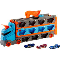 Вантажівка-транспортер Hot Wheels Суперперегони з 3 базовими машинками 1:64 (GVG37)
