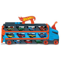 Вантажівка-транспортер Hot Wheels Суперперегони з 3 базовими машинками 1:64 (GVG37)