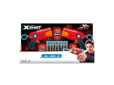 Набір швидкострільних бластерів X-Shot Red Excel MK 3 Double 2 бластери 3 банки 16 патронів (36432R) Набір швидкострільних бластерів X-Shot Red Excel MK 3 Double 2 бластери 3 банки 16 патронів (36432R)