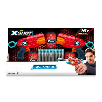Набір швидкострільних бластерів X-Shot Red Excel MK 3 Double 2 бластери 3 банки 16 патронів (36432R) Набір швидкострільних бластерів X-Shot Red Excel MK 3 Double 2 бластери 3 банки 16 патронів (36432R)