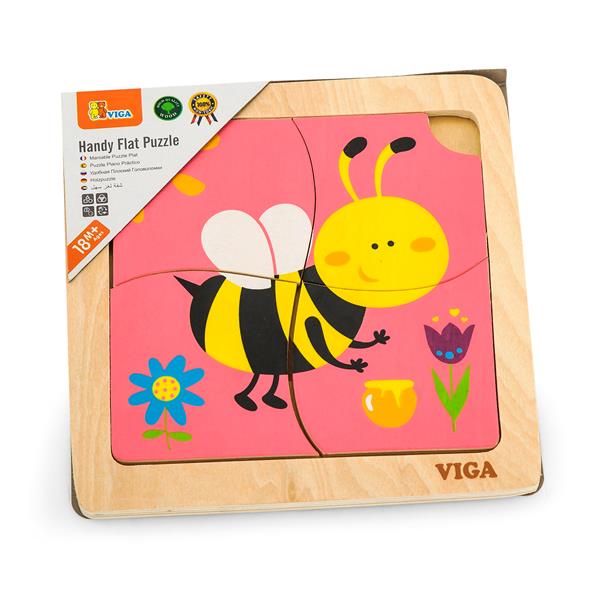 Деревяний мініпазл Viga Toys Бджілка 4 ел. (50138)