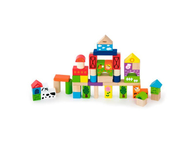 Дерев'яні кубики Viga Toys Ферма, 50 шт., 3 см (50285)