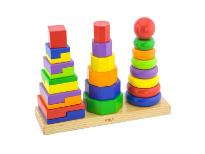 Набір дерев'яних пірамідок Viga Toys Три фігури (50567)