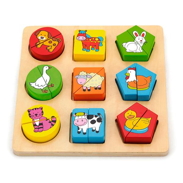 Дерев'яний пазл-сортер Viga Toys Фігури і звірята (59585) Дерев'яний пазл-сортер Viga Toys Фігури і звірята (59585)