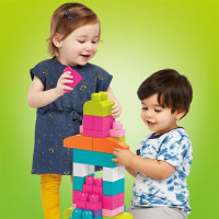 Конструктор Mega Bloks First Builders рожевий у мішку 60 деталей (DCH54)