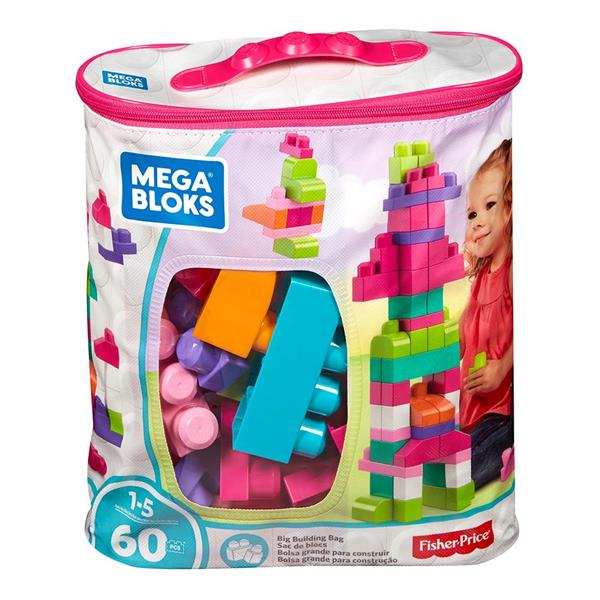 Конструктор Mega Bloks First Builders рожевий у мішку 60 деталей (DCH54)